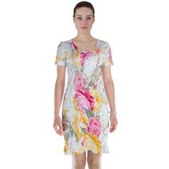 Colorful Floral Collage Short Sleeve Nightdresses by Dushan