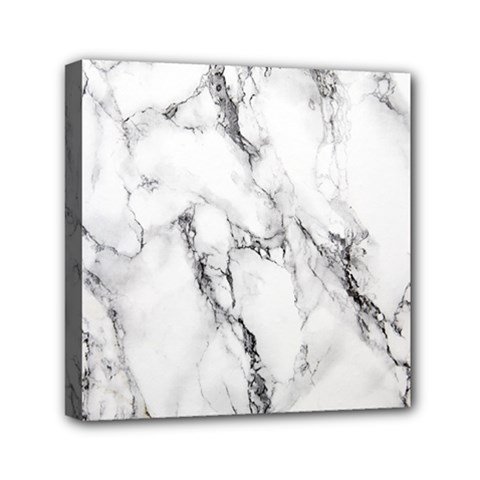 White Marble Stone Print Mini Canvas 6  X 6  by Dushan