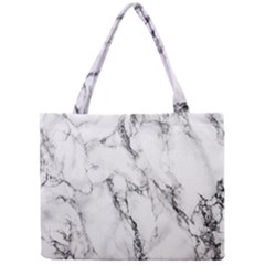 White Marble Stone Print Tiny Tote Bags by Dushan