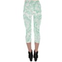 Mint green And White Baroque Floral Pattern Capri Leggings View2