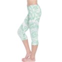 Mint green And White Baroque Floral Pattern Capri Leggings View3