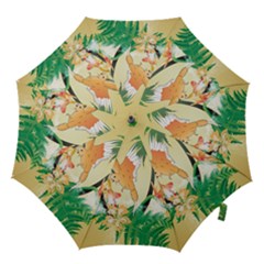 Funny Budgies With Palm And Flower Hook Handle Umbrellas (small) by FantasyWorld7