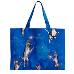 Funny, Cute Playing Cats With Stras Zipper Tiny Tote Bags by FantasyWorld7