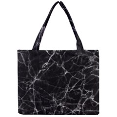 Black Marble Stone Pattern Tiny Tote Bags by Dushan