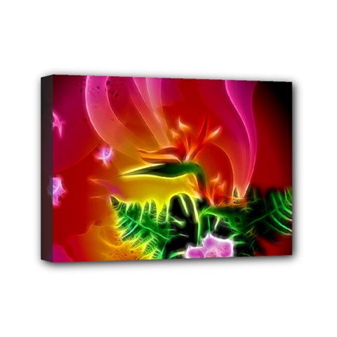 Awesome F?owers With Glowing Lines Mini Canvas 7  X 5  by FantasyWorld7