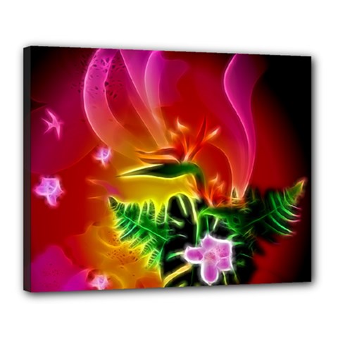 Awesome F?owers With Glowing Lines Canvas 20  X 16  by FantasyWorld7