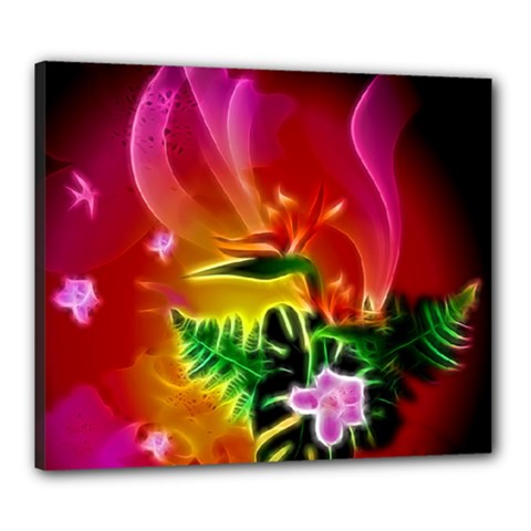 Awesome F?owers With Glowing Lines Canvas 24  X 20  by FantasyWorld7