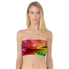 Awesome F?owers With Glowing Lines Women s Bandeau Tops by FantasyWorld7