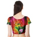 Awesome F?owers With Glowing Lines Short Sleeve Crop Top View2