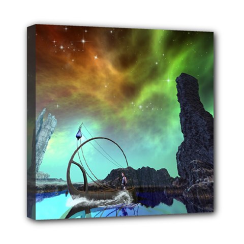 Fantasy Landscape With Lamp Boat And Awesome Sky Mini Canvas 8  X 8  by FantasyWorld7