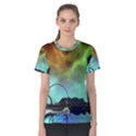 Fantasy Landscape With Lamp Boat And Awesome Sky Women s Cotton Tees View1