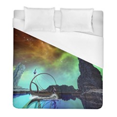 Fantasy Landscape With Lamp Boat And Awesome Sky Duvet Cover Single Side (twin Size) by FantasyWorld7