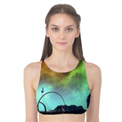 Fantasy Landscape With Lamp Boat And Awesome Sky Tank Bikini Top by FantasyWorld7