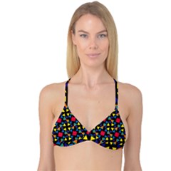 Colorful Triangles And Flowers Pattern Reversible Tri Bikini Top by LalyLauraFLM