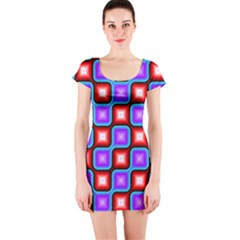 Connected Squares Pattern Short Sleeve Bodycon Dress by LalyLauraFLM