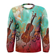 Violin With Violin Bow And Key Notes Men s Long Sleeve T-shirts by FantasyWorld7