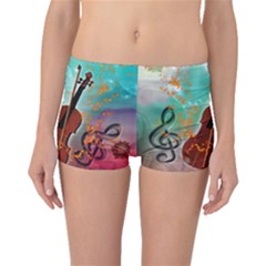 Violin With Violin Bow And Key Notes Boyleg Bikini Bottoms by FantasyWorld7