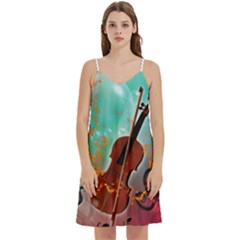 Violin With Violin Bow And Key Notes Women s Reversible Sports Bra With Border by FantasyWorld7