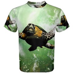 Beautiful Seaturtle With Bubbles Men s Cotton Tees by FantasyWorld7