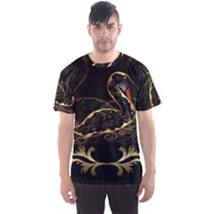 Wonderful Swan In Gold And Black With Floral Elements Men s Sport Mesh Tees