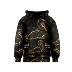 Wonderful Swan In Gold And Black With Floral Elements Kid s Pullover Hoodies by FantasyWorld7