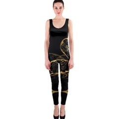 Wonderful Swan In Gold And Black With Floral Elements Onepiece Catsuits by FantasyWorld7