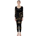 Wonderful Swan In Gold And Black With Floral Elements Long Sleeve Catsuit View1