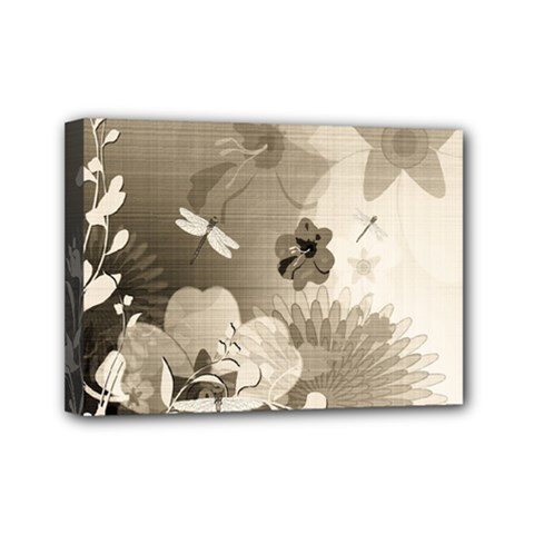 Vintage, Wonderful Flowers With Dragonflies Mini Canvas 7  X 5 