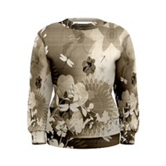 Vintage, Wonderful Flowers With Dragonflies Women s Sweatshirts by FantasyWorld7