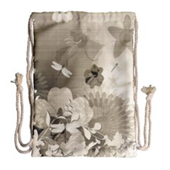 Vintage, Wonderful Flowers With Dragonflies Drawstring Bag (large)