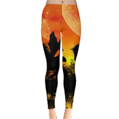 Beautiful Unicorn Silhouette In The Sunset Women s Leggings