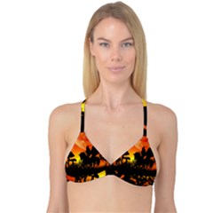 Beautiful Unicorn Silhouette In The Sunset Reversible Tri Bikini Tops