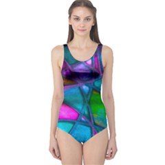 Imposant Abstract Teal Women s One Piece Swimsuits