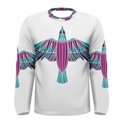 Stained Glass Bird Illustration  Men s Long Sleeve T-shirts