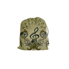 Decorative Clef With Damask In Soft Green Drawstring Pouches (small)  by FantasyWorld7