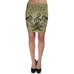 Decorative Clef With Damask In Soft Green Bodycon Skirts