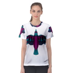 Stained Glass Bird Illustration  Women s Sport Mesh Tees