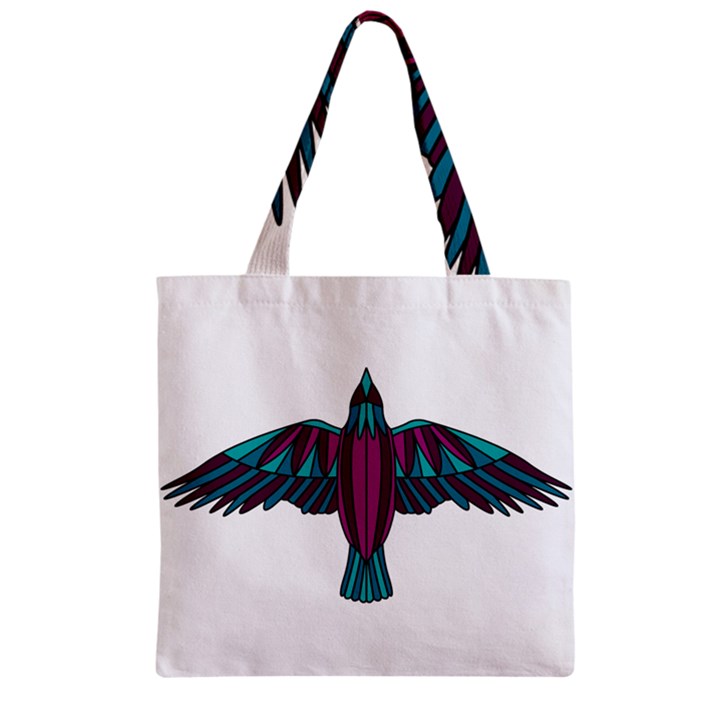 Stained Glass Bird Illustration  Zipper Grocery Tote Bags