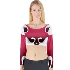 Fox Logo Red Gradient  Long Sleeve Crop Top