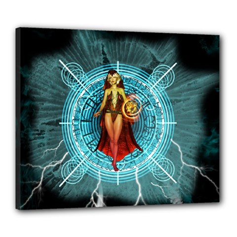 Beautiful Witch With Magical Background Canvas 24  X 20 