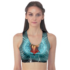 Beautiful Witch With Magical Background Sports Bra