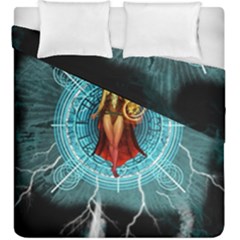 Beautiful Witch With Magical Background Duvet Cover (king Size)