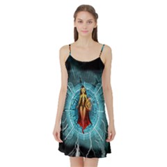 Beautiful Witch With Magical Background Satin Night Slip