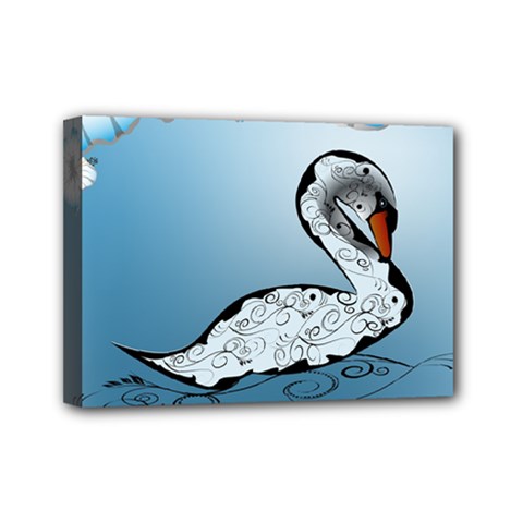 Wonderful Swan Made Of Floral Elements Mini Canvas 7  X 5 