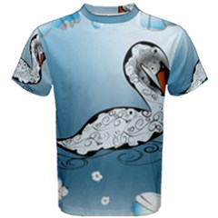 Wonderful Swan Made Of Floral Elements Men s Cotton Tees