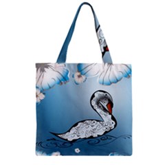 Wonderful Swan Made Of Floral Elements Zipper Grocery Tote Bags