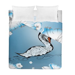 Wonderful Swan Made Of Floral Elements Duvet Cover (twin Size)