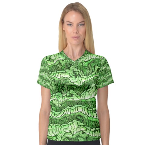 Alien Skin Green Women s V-neck Sport Mesh Tee by ImpressiveMoments