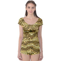 Alien Skin Hot Golden Short Sleeve Leotard