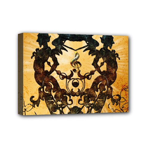 Clef With Awesome Figurative And Floral Elements Mini Canvas 7  X 5 